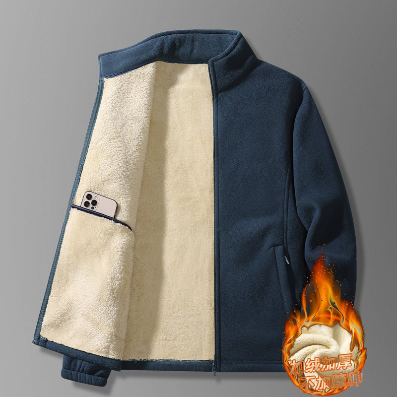 Thickened Warm Cold-Proof Fleece Fleece Cardigan Collar Fleece-Lined Plus Size Fleece Casual Jacket - Image 3